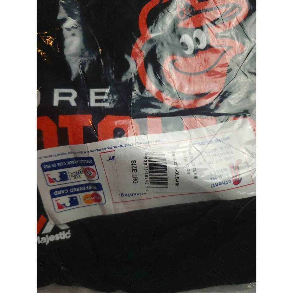 Majestic Triple Peak Baltimore Orioles T-Shirt Mens Large Black Short Sleeve NWT